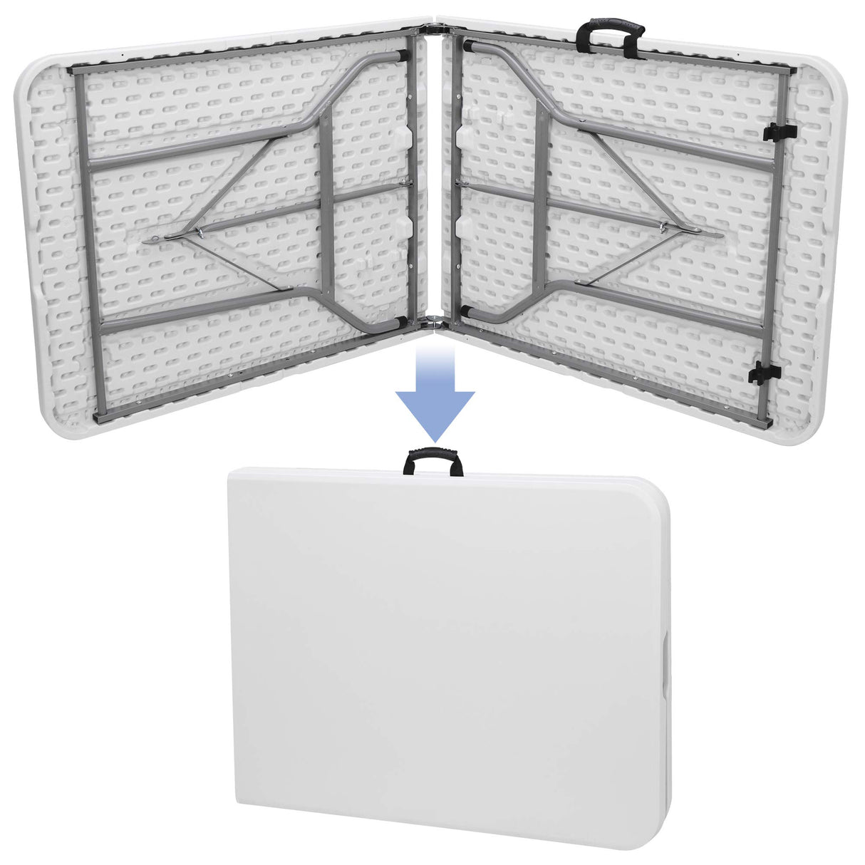 SUPER DEAL 6FT Folding Table for Indoor Outdoor, Portable Heavy Duty Fold-in-Half Plastic Dining Picnic Party Camping Table with Carrying Handle SUPER DEAL