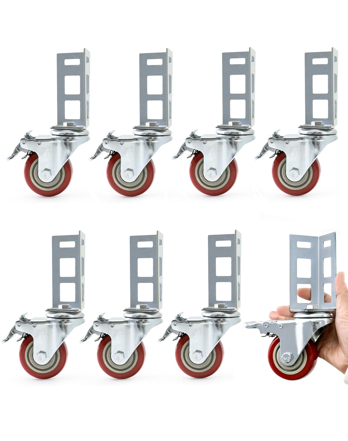 QWORK Storage Rack Caster Wheels, 8 Pack 3" Heavy Duty 500 lb. Max Total Capacity Storage Shelf Accessories, Fit for Boltless Self Locking Shelving Racks QWORK