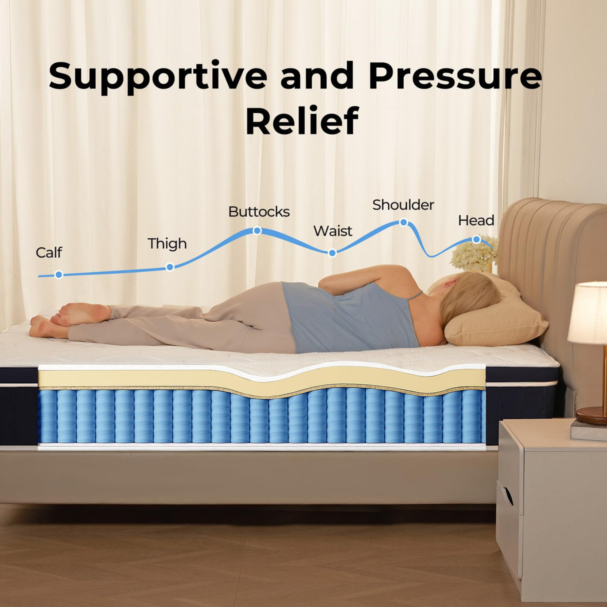 Rolanstar Queen Size Mattress, 10 Inch Foam Hybrid Mattress with Independent Spring, Medium Firm Mattress in a Box, Breathable and Pressure Relief, CertiPUR-US Rolanstar