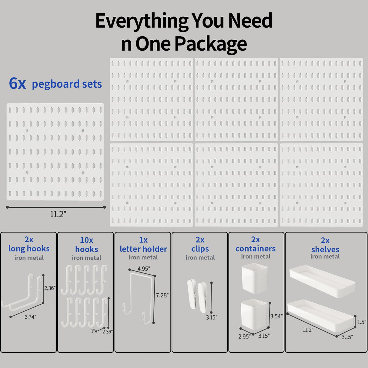 Peg Board, Modular Hanging Peg Board Combination Kit with Accessories for Wall Organizer, Crafts Organization, Ornaments Display, Wall Peg Board (22 Inches x 33 Inches, White) Nafenai