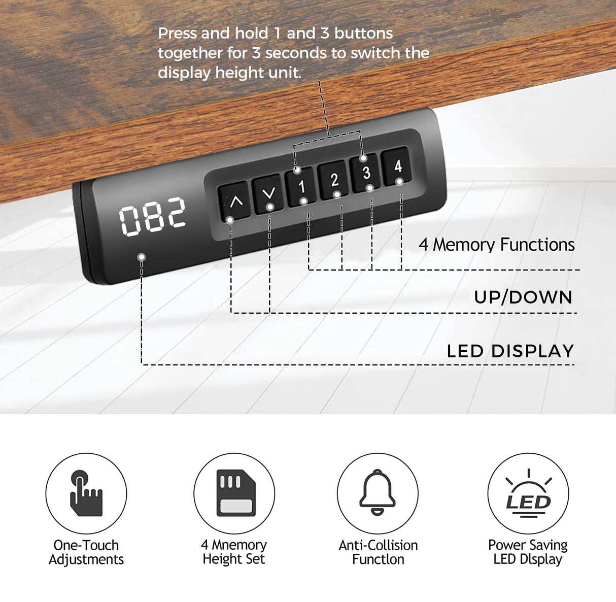 Legooin Standing Desk, 48'' X 24'' Adjustable Height Desk, Ergonomic Home Office Sit to Stand Desk, 27''-46'' Lifting Range Stand Up Desk with Double Hooks(Brown) Legooin