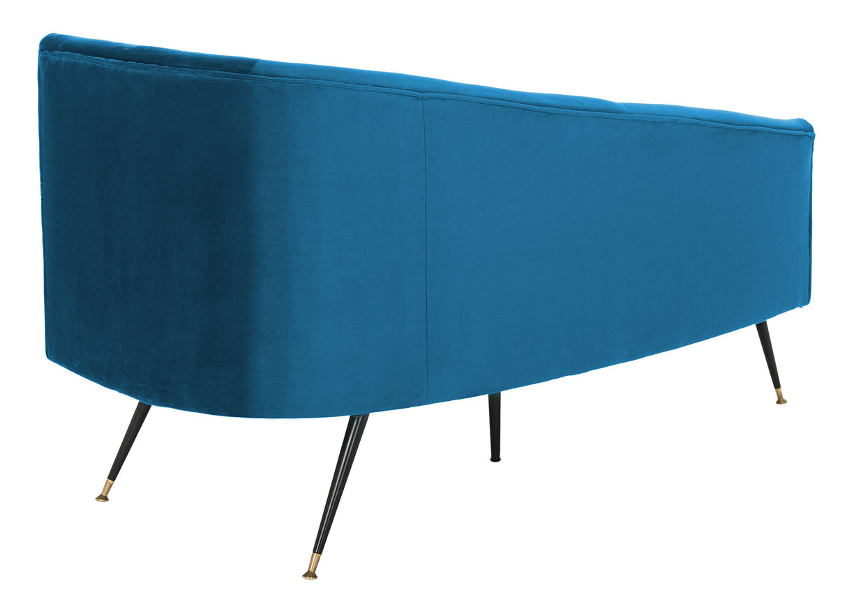 Safavieh Home Evangeline Navy Velvet Glam 57.5" Parisian Settee SAFAVIEH