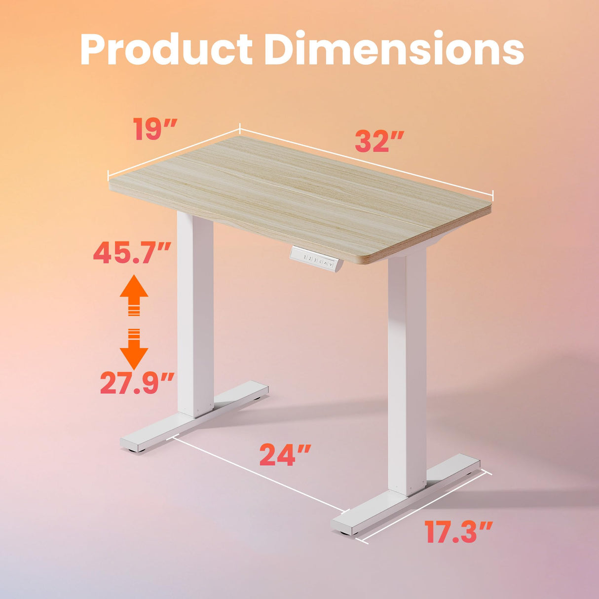 HUANUO 32" Small Electric Standing Desk Adjustable Height, 4 Memory Height Settings, Sit Stand Up Desk for Home Office & Computer Workstation, LightWalnut HUANUO