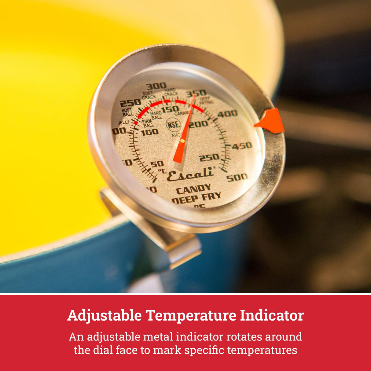 Escali AHC1 Stainless Steel Deep Frying and Candy Thermometer with Pot Clip, 5-Inch Probe with Candy Temperature Zones, NSF Certified Escali