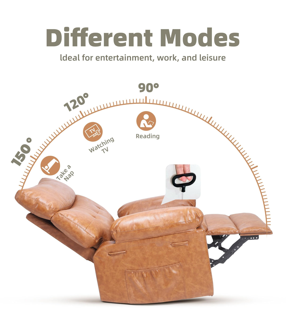 GarveeHome Oversized Wide Recliner Chair - Heat and Massage, Faux PU Leather Large Manual Recliner for Adults, Lazy Chair with 1.5X Sponge Comfort Arm and Back for Living Room, Bedroom GarveeHome