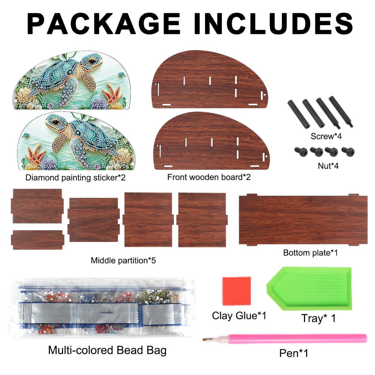 DIY Diamond Painting Storage Box – Sea Turtle Swimming Through Ocean, 5D Diamond Art Rhinestone Mosaic Craft Organizer for TV/AC Remotes, Makeup Brushes & Desk Supplies AiYuanzsh