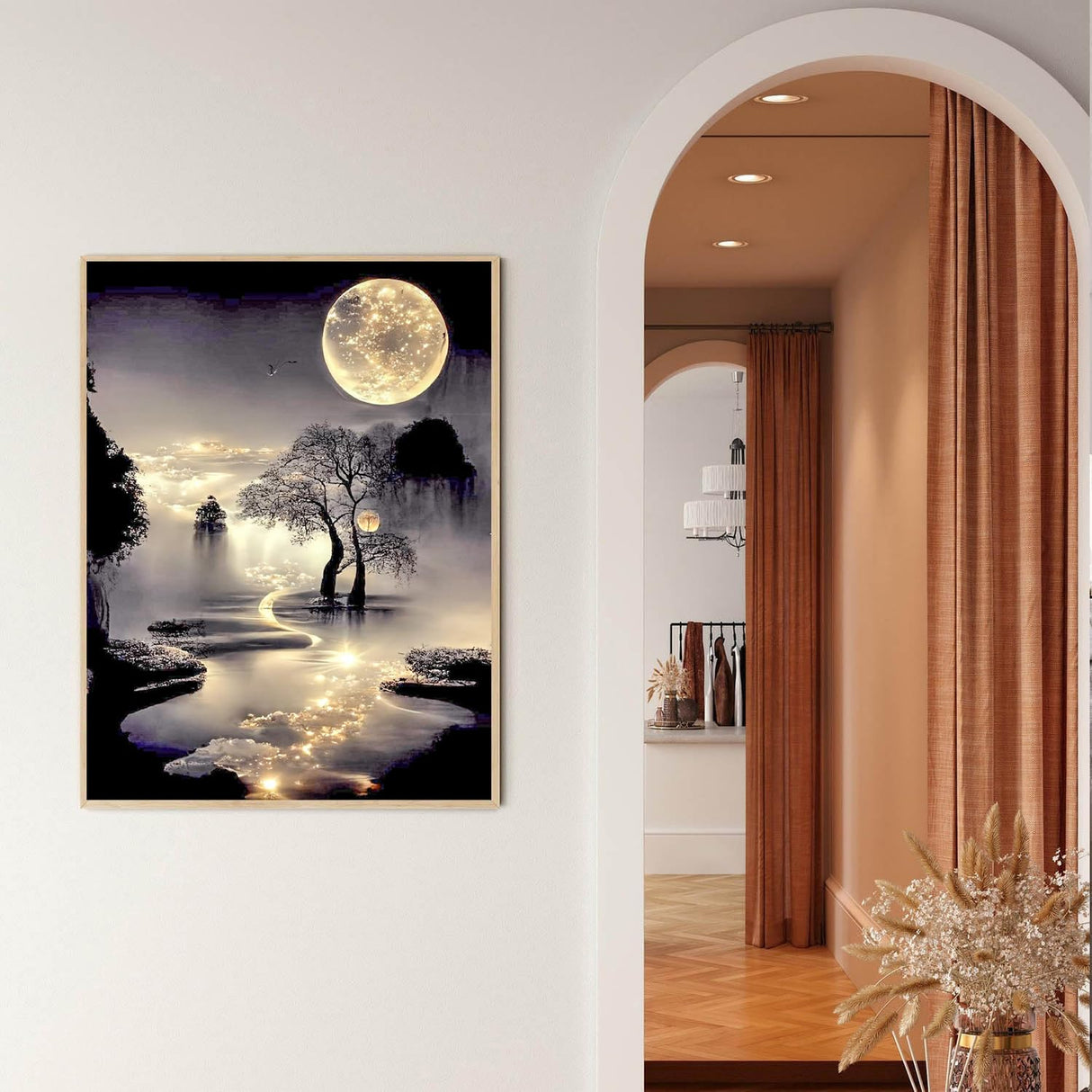 mrpwnle Diamond Painting Kits for Adults Beginners,Moon Diamond Art Kits for Adults,5D Moonlight Landscape Diamond Painting Kits DIY Diamond Art Dots Crafts Kits,Home Wall Decor Gifts 12x16in mrpwnle