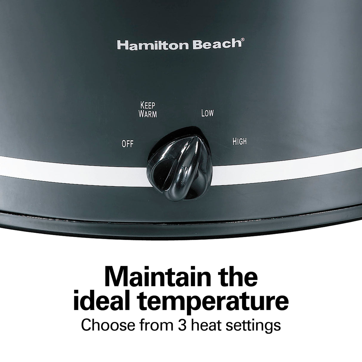 Hamilton Beach Slow Cooker with 3 Cooking Settings, Dishwasher-Safe Stoneware Crock & Glass, 8-Quart Built-In Lid Rest, Black Hamilton Beach