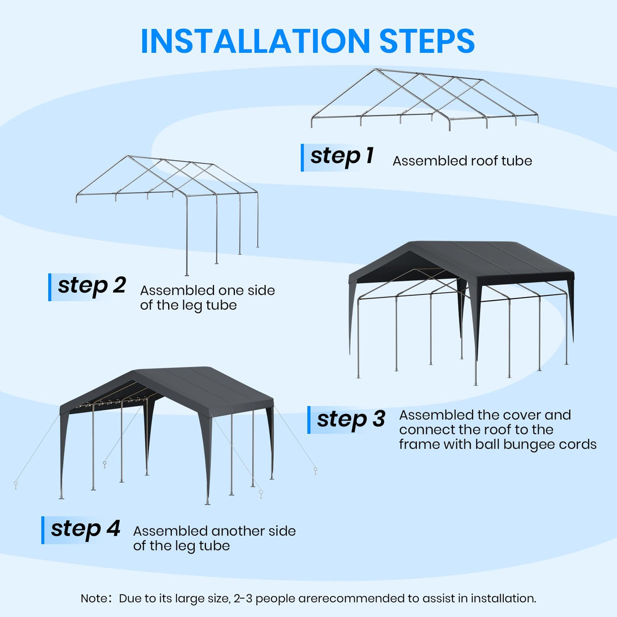 10x20 FT Heavy Duty Carport, Outdoor Portable Car Canopy Garage, Galvanized Steel Frame, UV-Resistant Waterproof PE Tarp Shelter for Vehicles, Boats, RVs, Driveway Carport, Gray RICHRYCE