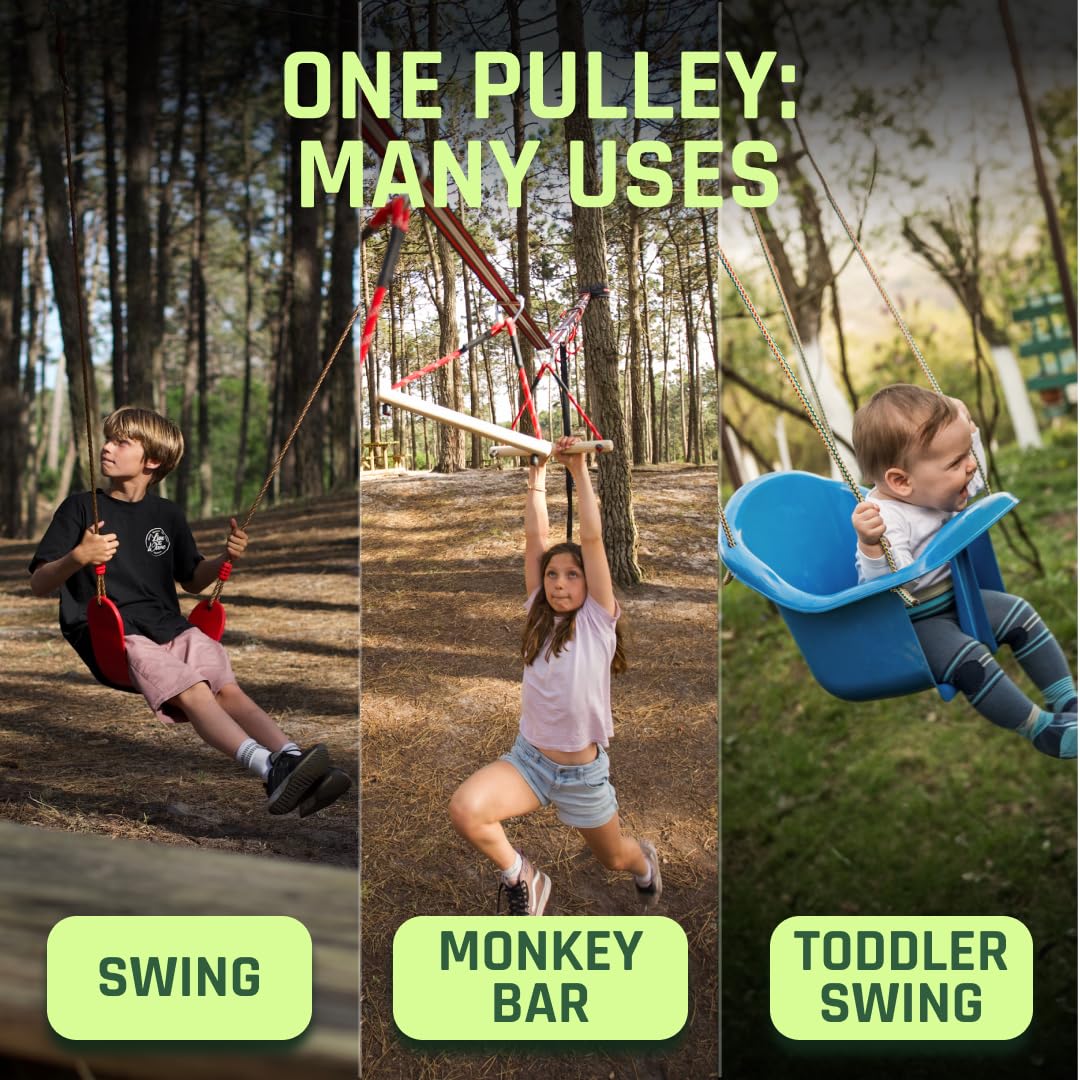 Fofana Ninja Slider Slackline Pulley - Turn Slacklines Into Ziplines with The Most Fun New Accessory for Your Ninja Warrior Obstacle Course for Kids - Patented Design Fofana