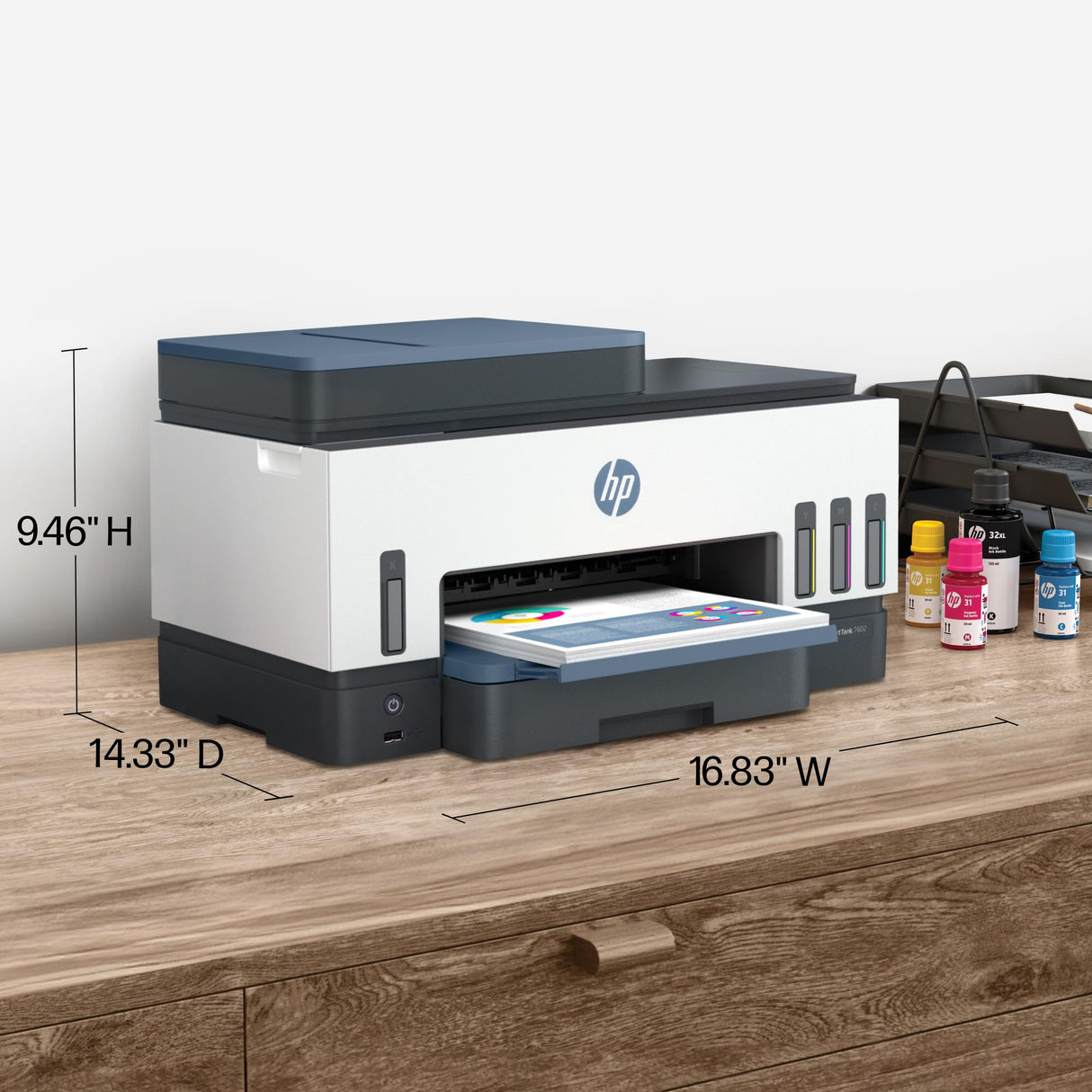 HP Smart Tank 7602 Wireless All-in-One Ink Tank Printer with 2 years of ink included,Print, scan, copy, fax, Best-for-home, Refillable ink tank (28B98A) HP