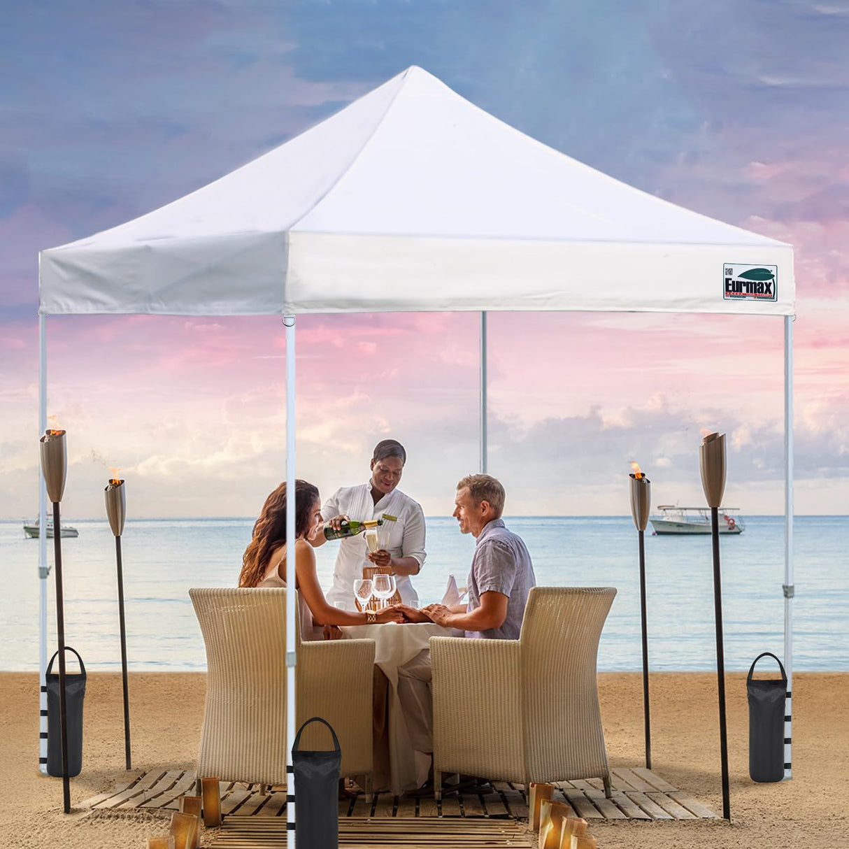 Eurmax USA Weight Capacity 112 LBS Extra Large Pop up Gazebos Weights Sand Bags for Pop up Canopy Tent Pergola Outdoor Instant Canopies, 4-Pack,Black (Without Sand) Dark Black Eurmax