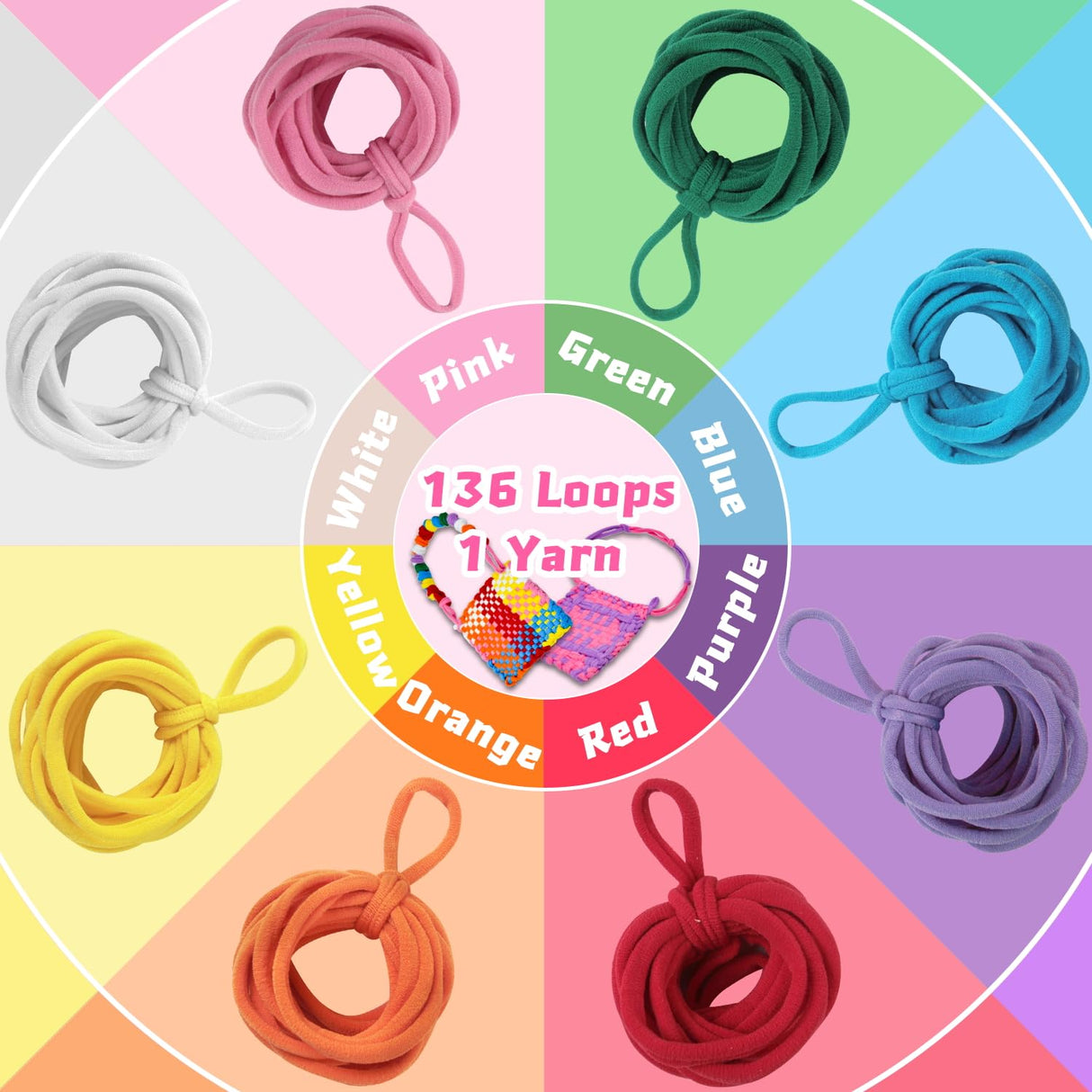 YGSEPCC Weaving Loom Kit Toys for Kids, DIY Art and Crafts for Adults, Girls Ideal Gifts for Ages 4 5 6 7 8-10 12 13, Easy Potholder Bracelets Knitting Activity for Beginners, 136 Craft Loops 22 Ropes YGSEPCC