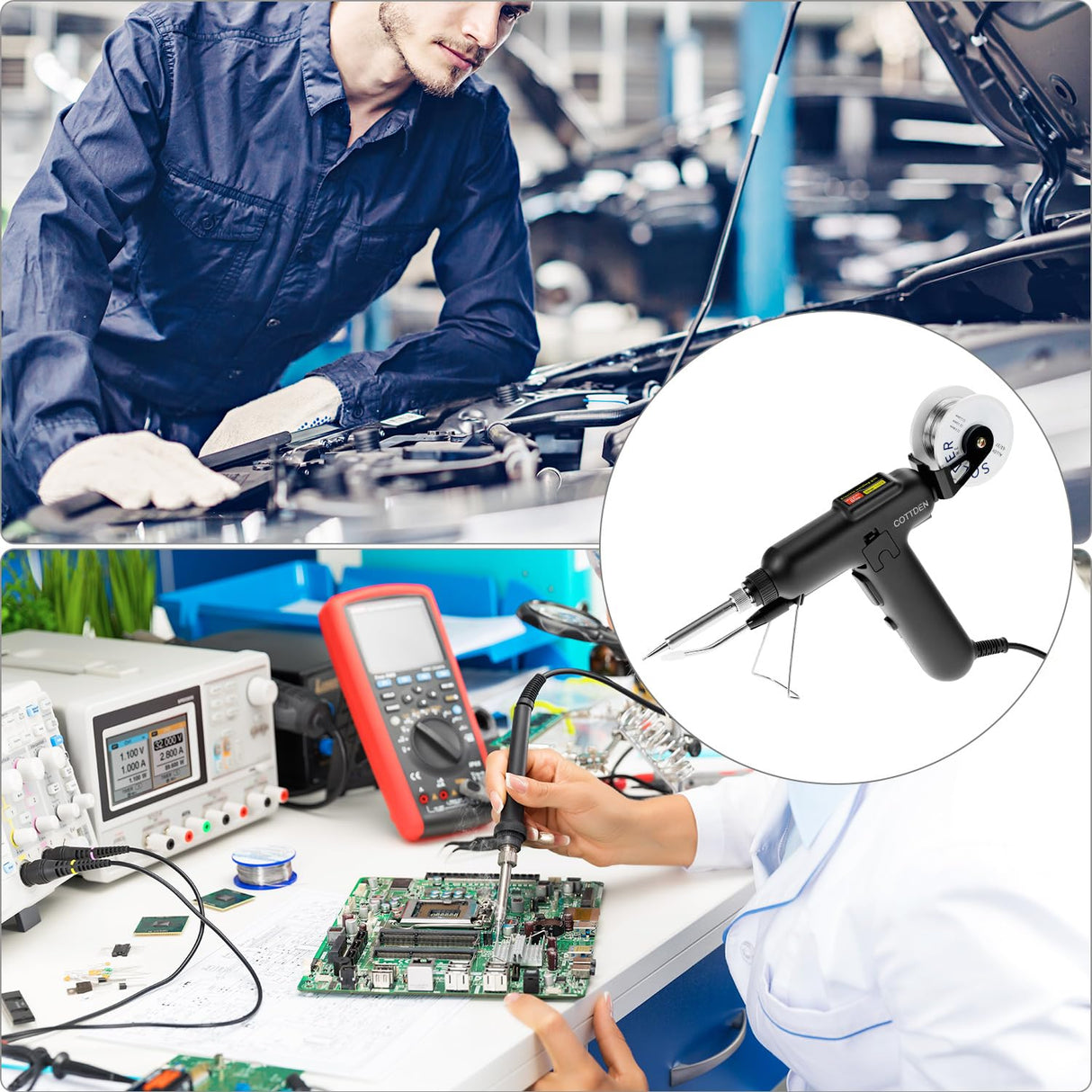 QWORK Soldering Iron Kit, 80W 110V Automatic Soldering Gun, Fast Heating Corded Electric Welding Gun with Welding Wire, Ceramic Heater QWORK