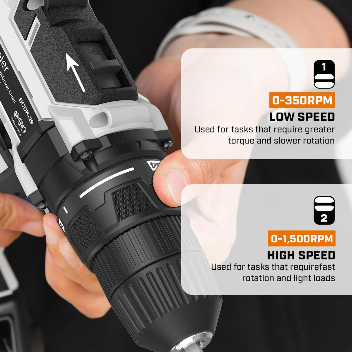 Bielmeier 20V MAX Cordless Drill Set – 285 In-lb Torque,2 Variable Speed,64+1 Position,3/8" Keyless Chuck,Drill Machine Includes 2 Brushes,Flex Shaft,Cloth Bag & 58 Drill Bits(Black) BIELMEIER