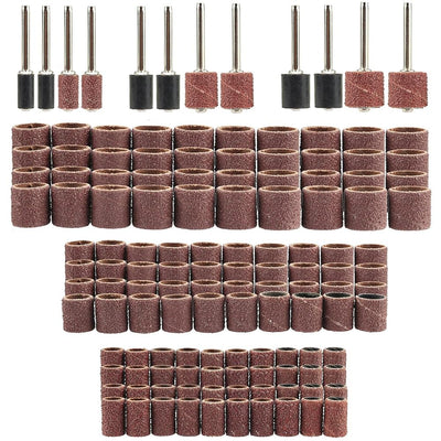 Yakamoz 132Pcs Sanding Drums Kit, 80 120 180 Grit Sanding Bands Mini Drum Sander Sleeves with 3mm Shank Drum Sanding Mandrels for Drill Dog Nail Grinder fits Dremel Rotary Tools