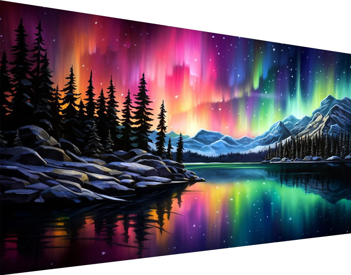 mrpwnle Northern Lights Diamond Art Painting Kits for Adults-5D Large Size Aurora Diamond Art Painting for Beginners, DIY Round Full Drill Aurora Landscape Gem Art Crafts Kits 27.6x15.8in mrpwnle
