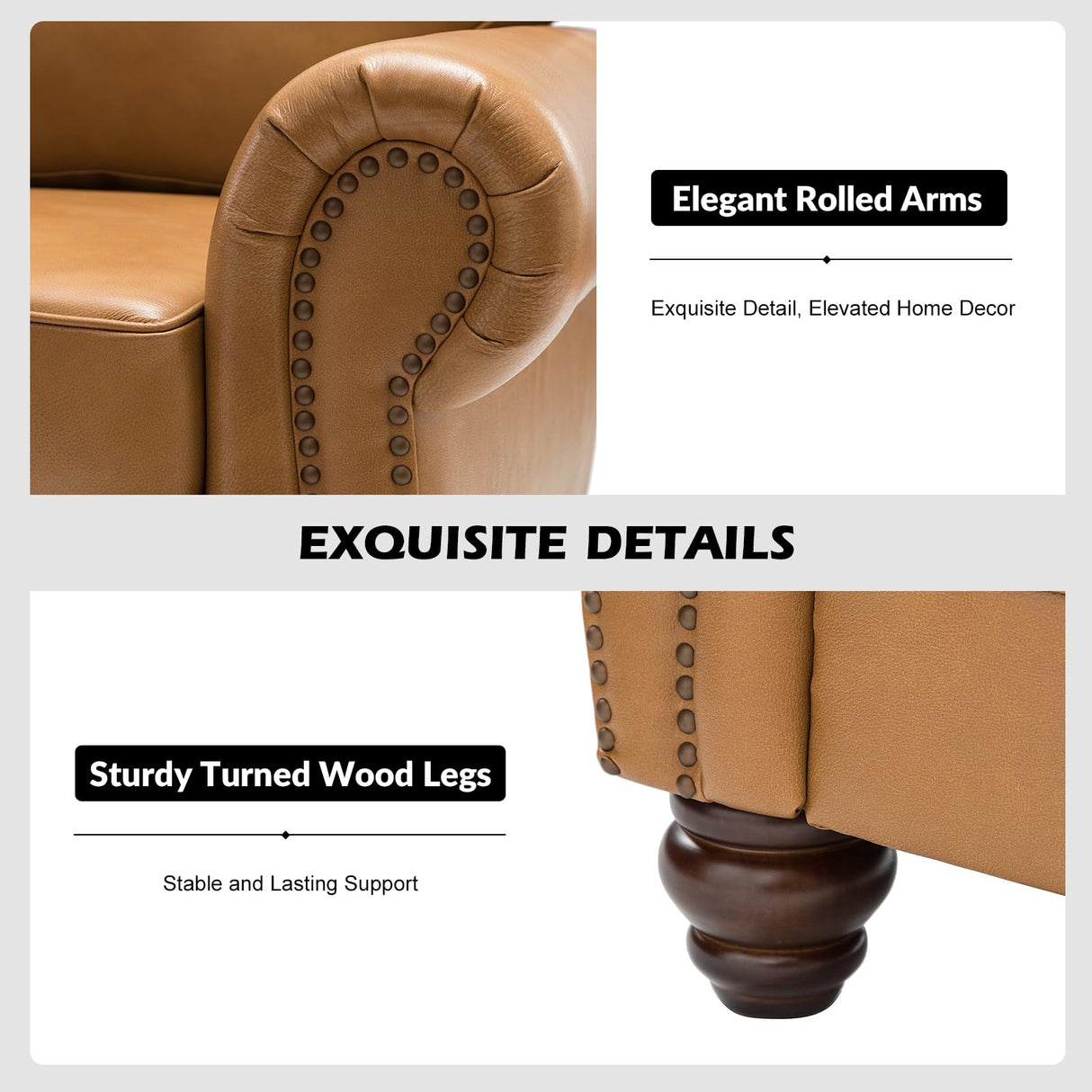 The support you need Classic 3-Seater Sofa with Premium Leather Upholstery, Stylish & Comfortable Sofa for Living Room or Office, Easy to Maintain & Long-Lasting Camel The support you need