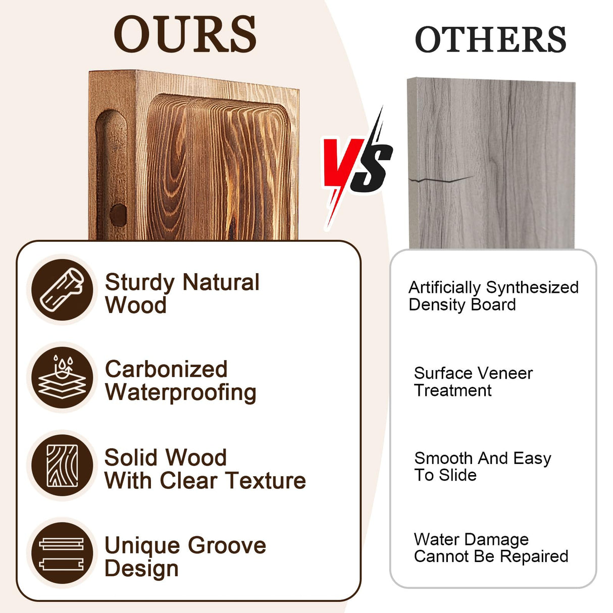 Hiitytin Solid Wood Floating Shelves Bathroom 16 inch Rustic Wall Wood Display Shelves with Grooves Set of 2 Home Decor for Living Room Bedroom Kitchen Farmhouse 16x6.7 inch - Brown Hiitytin