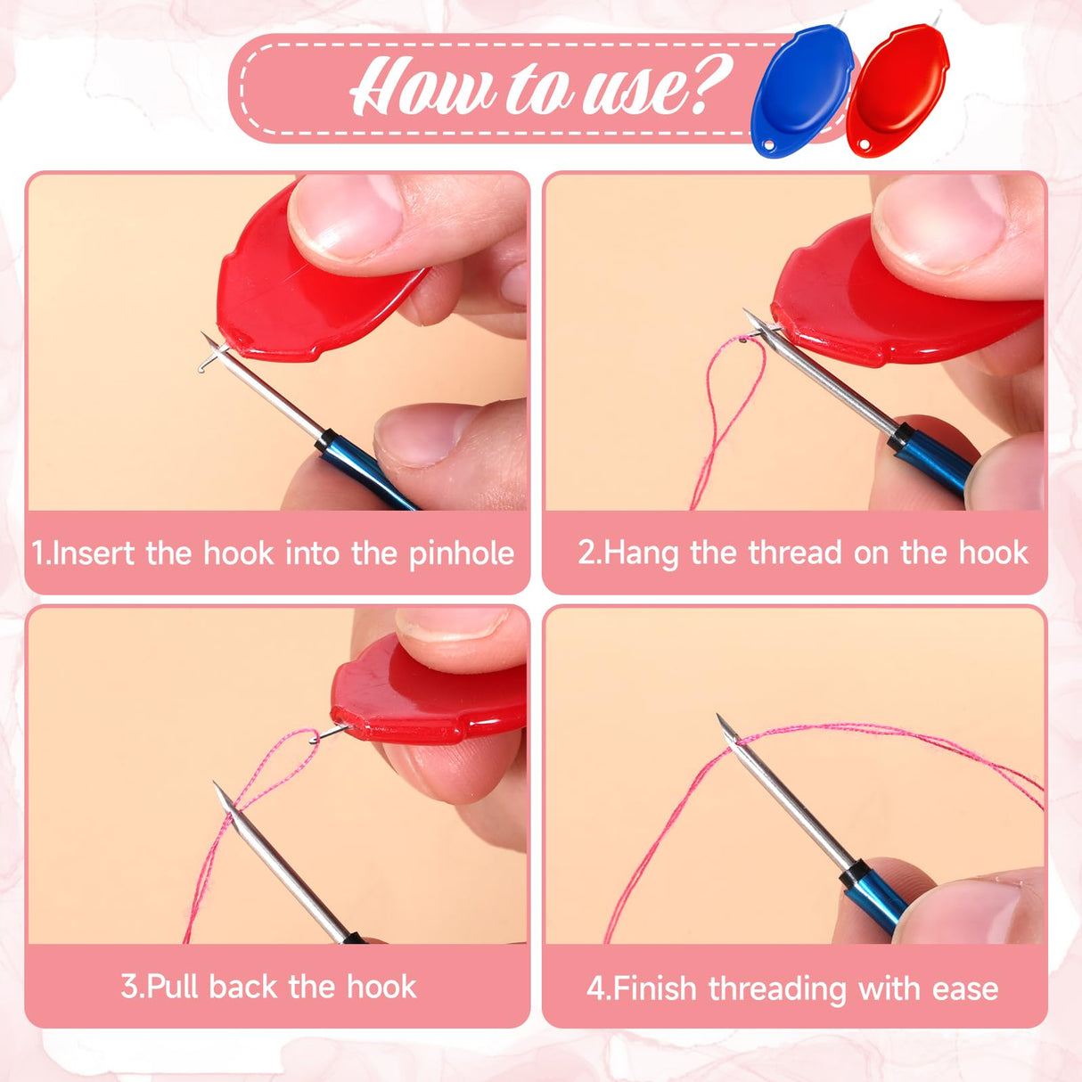 cobee 10 Pcs Punch Needle Kit, Adjustable 7 Size Punch Needle Tool Wooden Handles, Easy Stitch Embroidery Needle Sets Stitching Kit for Adult Beginners Flossing Cross Stitch DIY Craft cobee