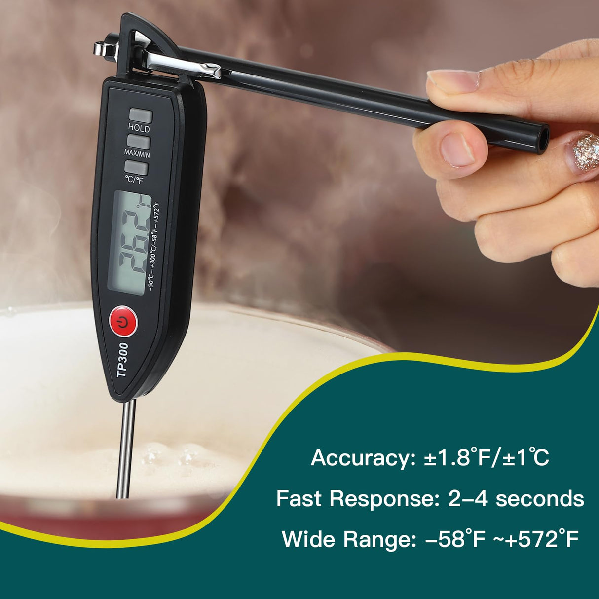 Copkim 6 Set Waterproof Food Thermometer for Water, Liquid, Candle and Cooking Digital Meat Thermometer with Long Probe Instant Read for Kitchen BBQ Grill Candy (Black) Copkim