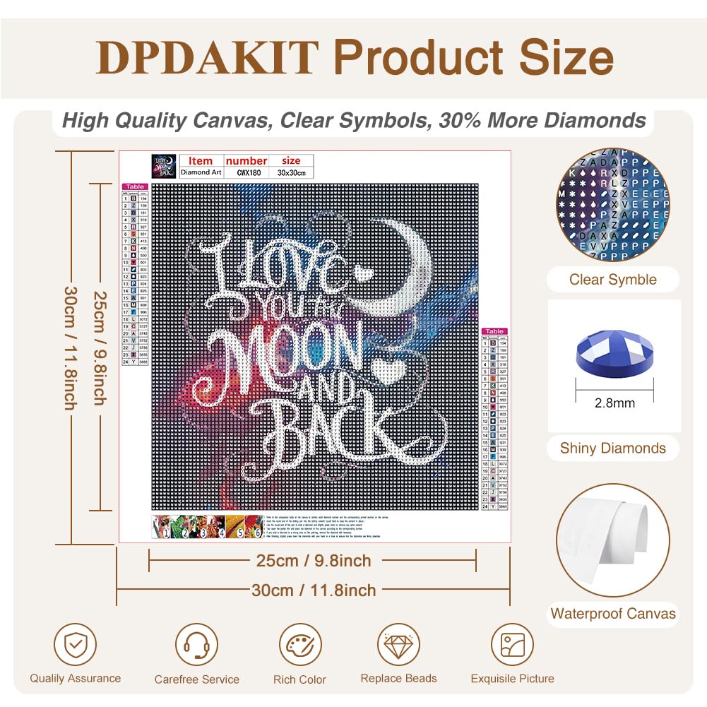 DPDAKIT DIY 5D Galaxy Diamond Art Painting Kit for Adults, Alphabet Round Full Drill Craft Diamond Dots Painting Canvas Supply for Home Wall Decor, 12x12inch DPDAKIT