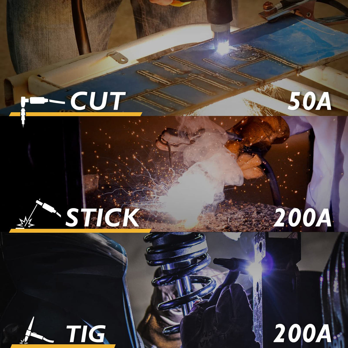 TOOLIOM 3 in 1 Cut/TIG/Stick Welder 50A Air Plasma Cutter 200A TIG and 200A Stick Welder Portable Welding Machine Dual Voltage 110&220V TOOLIOM