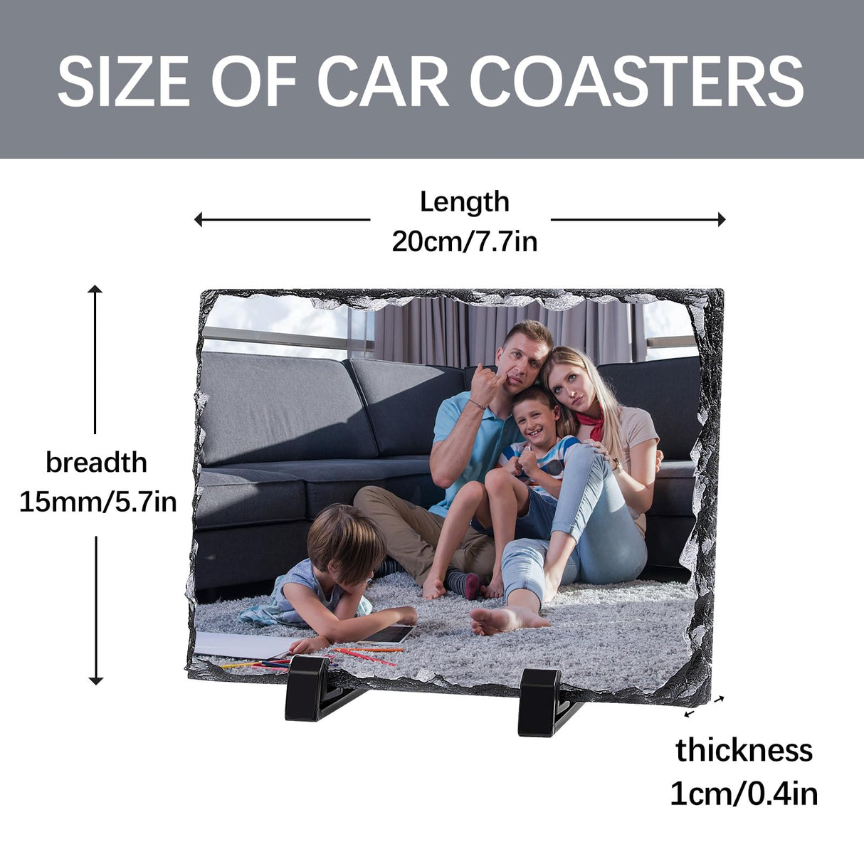 6 Pcs Sublimation Slate Blanks 5.9 x 7.8 inch Picture Frame Heat Transfer Rock Photo Plaque with DIY Custom Stone Slate Display Stand Christmas Decoration for Desktop Souvenir OKBA