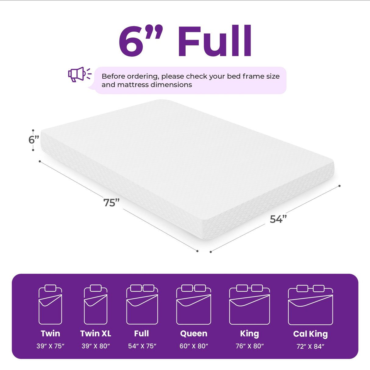 GAESTE 6 Inch Full Cooling Memory Mattress Medium Firm CertiPUR-US Certified Pressure Relief & Cool Sleep Mattress-in-a-Box Comfort & Supportive Fiberglass Free (Full, 6 in) GAESTE