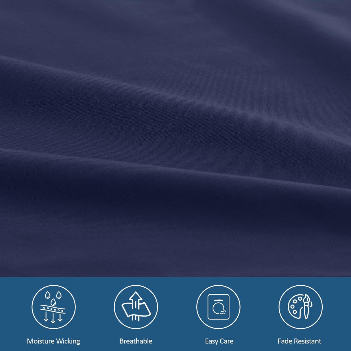 Queen Sheet Set for Air Mattress - Sheets Queen Size Bed Set - 3Pcs Side Storage Pocket Fitted Sheet & Pillowcases Easily Fits 16in to 24in Pillow Top Air Bed Mattress - Navy Blue Moonsea