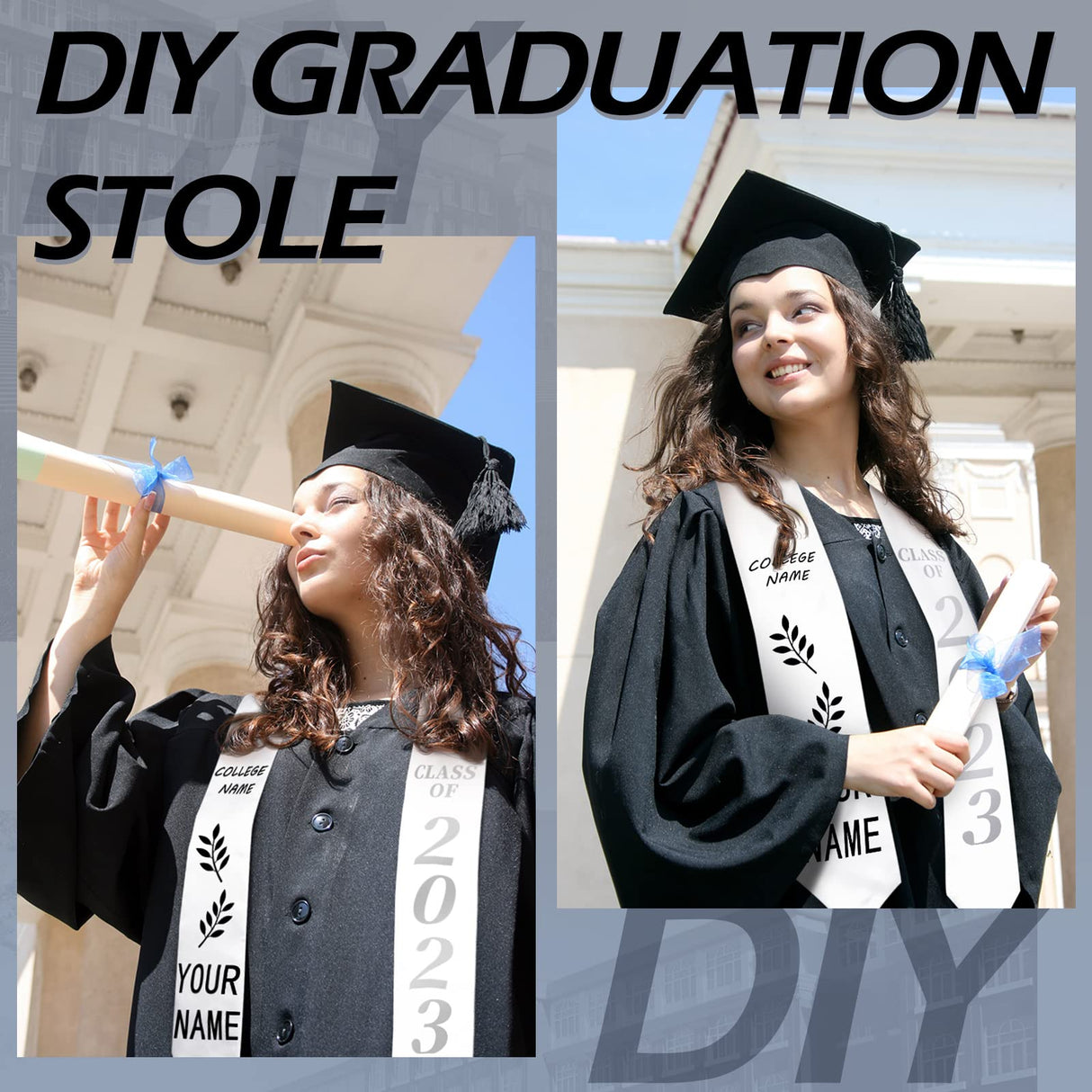 Geyoga 24 Pieces Unisex Graduation Stole Plain Graduation Sash Honor Stole for Graduation Students, 70 Inches (White) Geyoga