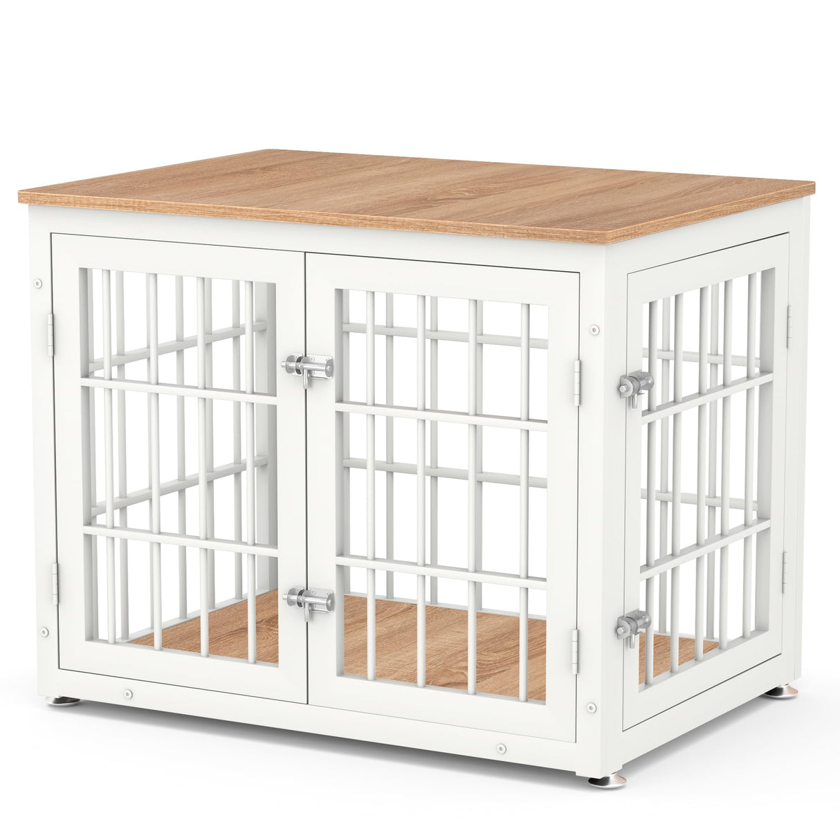 rehomerance Heavy Duty Dog Crate Furniture for Medium and Small Dogs, Decorative Pet House End Table, Wooden Cage Kennel Furniture Indoor, White and Natural rehomerance