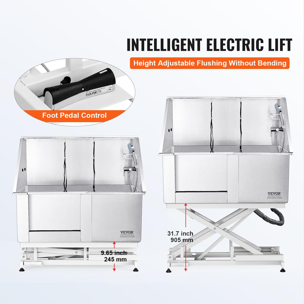 VEVOR 50" Pet Dog Bathing Station Electric Height Adjustment, Professional Stainless Steel Dog Grooming Tub w/Soap Box, Faucet,Rich Accessory,Bathtub for Multiple Pets, Washing Sink for Home(Left) VEVOR