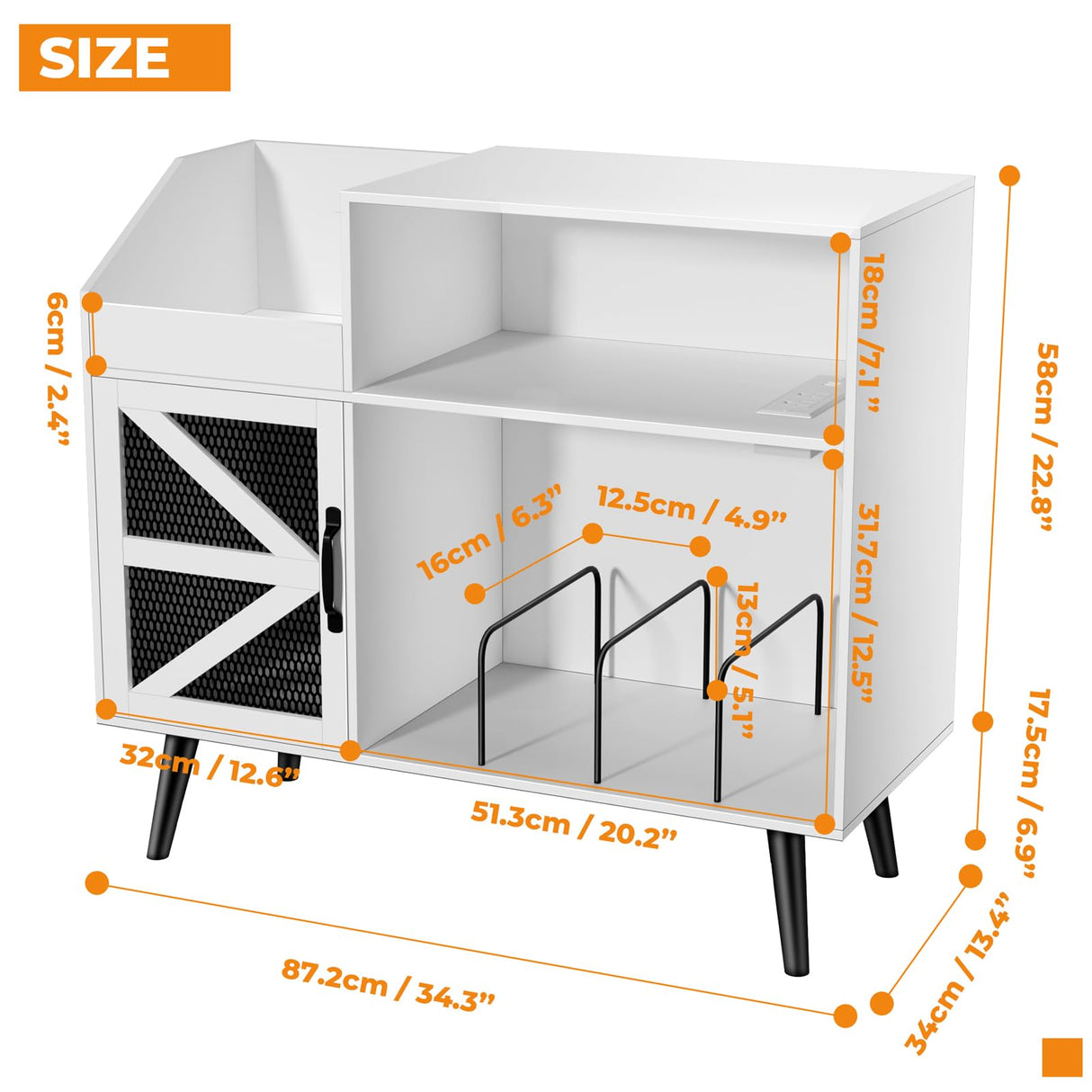 Large White Record Player Stand with Magnetic Door,350 Vinyl Record Storage Cabinet, Record Player Table with Power Outlet & LED Light,Turntable Stand with Wood Legs for Living Room,Bedroom,Office Bonvork