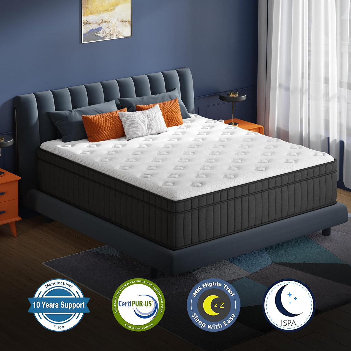 FAYAMORE Queen Mattress 10 Inch - Hybrid Mattress Queen Size in a Box with Pocket Spring and Soft Foam, Advanced Motion Isolation, 100 Nights Risk-Free Trial FAYAMORE