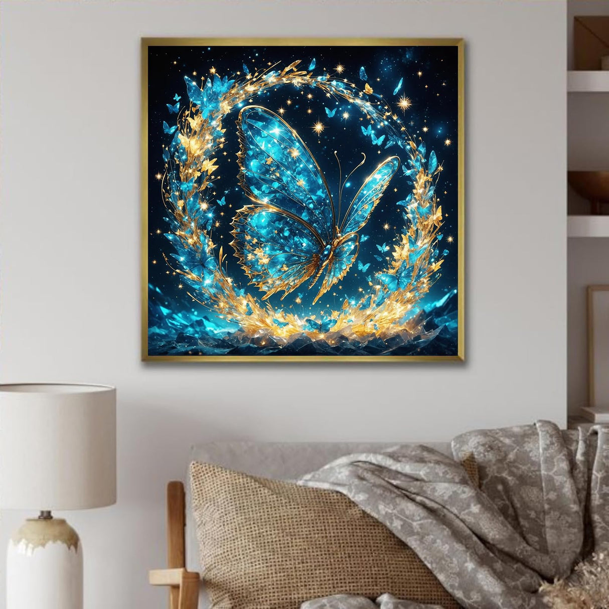 KINPLUB Glitter Butterfly Diamond Art Kits for Adults Beginners, 5D Diamond Painting Kits for Adults, DIY Full Drill Round Diamond Dots, Home Wall Decor 12x12 Inch KINPLUB