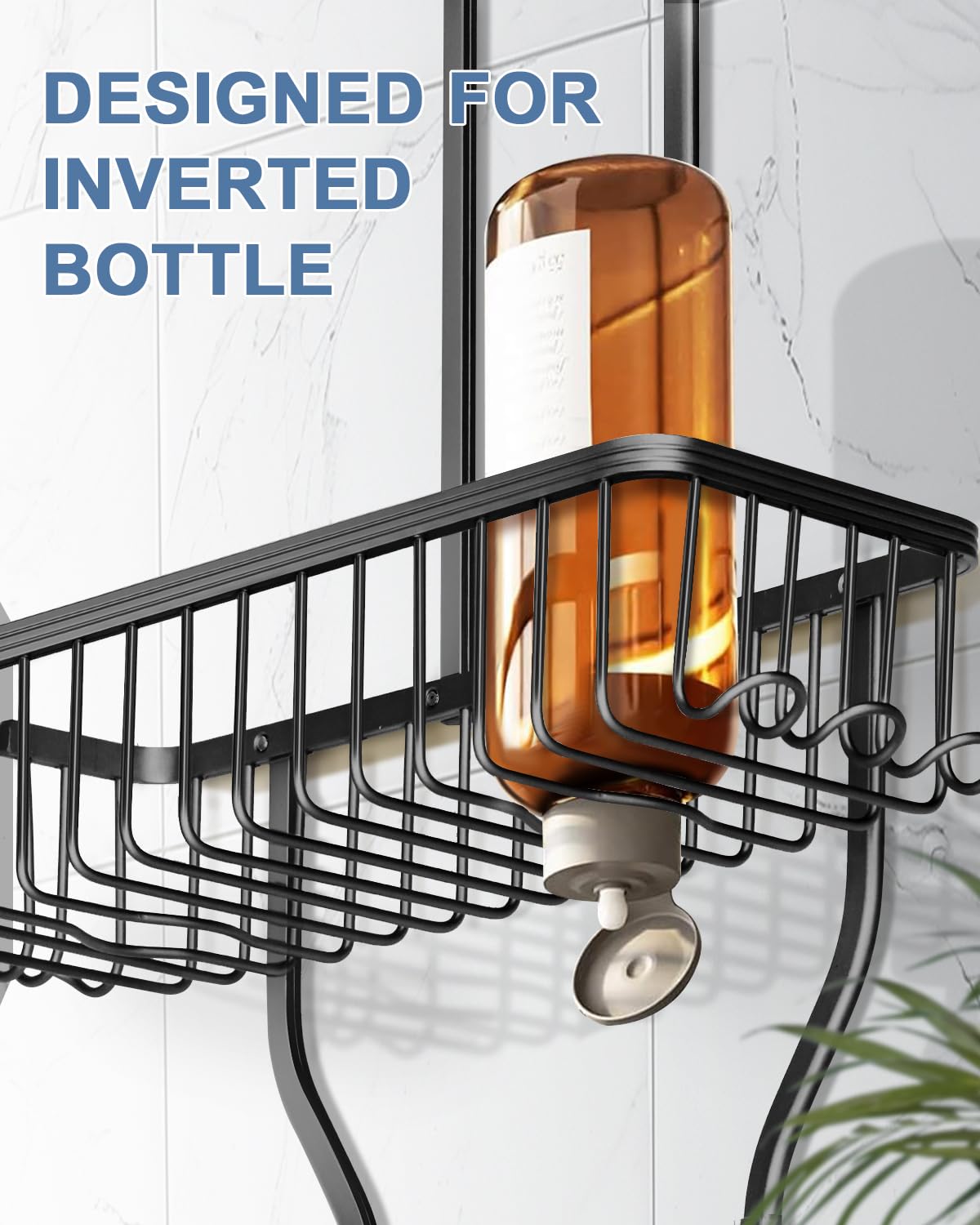 MSAICOE Shower Caddy Hanging - Never Rust Shower Hanging Organizer - Aluminum Over the ShowerHead Caddy with Soap Basket and 6 Hooks for Razor/Sponge (Black) MSAICOE