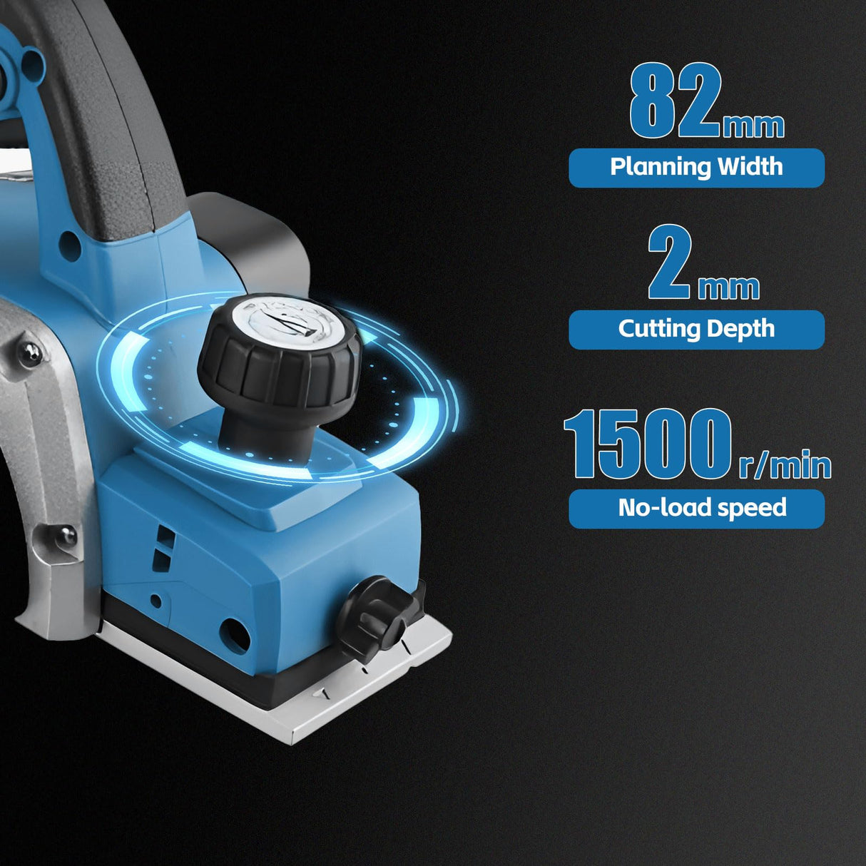 ConBlom Cordless Hand Planer 3-1/4", Handheld Wood Planer Compatible with Makita 18V Battery, 15000RPM, Electric Planer for Woodworking (Tool Only) (Blue) ConBlom