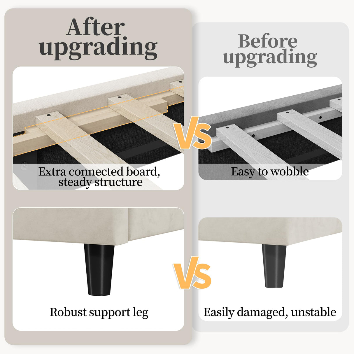 Yaheetech Twin Bed Frame Upholstered Platform Bed with Wing Side/Wooden Slat Support/Tufted Headboard with Wing Side/Mattress Foundation/No Box Spring Needed,Beige Twin Bed Yaheetech