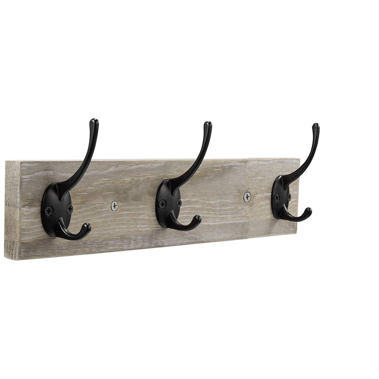 Sageme Wall Mounted Coat Rack,Wooden Entryway Vintage Rustic Coat Rack Hat Hanger Rack Zinc die-cast 3-Hook Rail for The Entryway, Bathroom, Bedroom, Kitchen, Mudroom (3 Hooks, Pinewood) Sageme