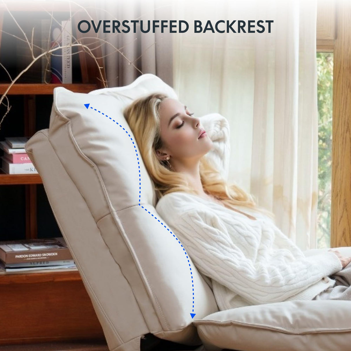 FLEXISPOT XRC7 Swivel Rocker Recliner Chair, 360° Swivel Oversized Armless Recliner Gaming Chair, Award-Winning Design with Premium PU Leather Upholstery for Living Room Gaming Room, Beige FLEXISPOT