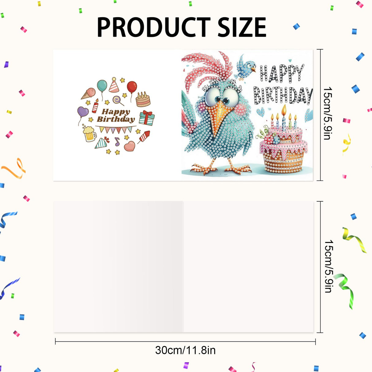 6-Pack Pets Birthday Diamond Painting Greeting Card Kits, Special Shaped Diamonds Painting, DIY Handcraft for Relatives and Friends with Wishes,Unique Design Crafting for Birthday Cards Focart