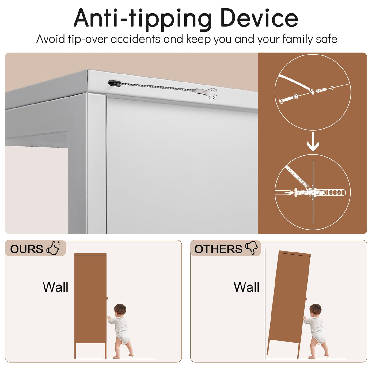 Polup Glass Display Cabinet with Doors and Shelves, White Curio Cabinet with 3 Side Tempered Glass, 66 Inch Tall Display Case for Collectibles, Metal Storage Cabinet for Living Room, Assemble Required Polup