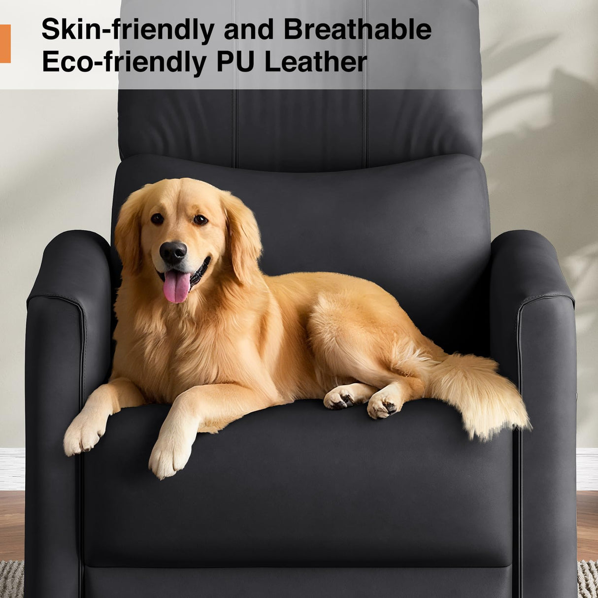 Welzona Adjustable Power Recliner Chair, Comfy PU Leather Electric Recliner Chair, Power Recliners with USB Port, Eco-Certified Small Recliners for Small Spaces Sofa Reclinable, Black Welzona