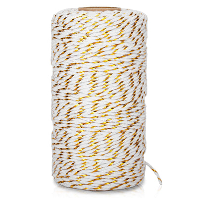 328 Feet Cotton Bakers Twine, Gold Metallic Wedding & Holiday Twine