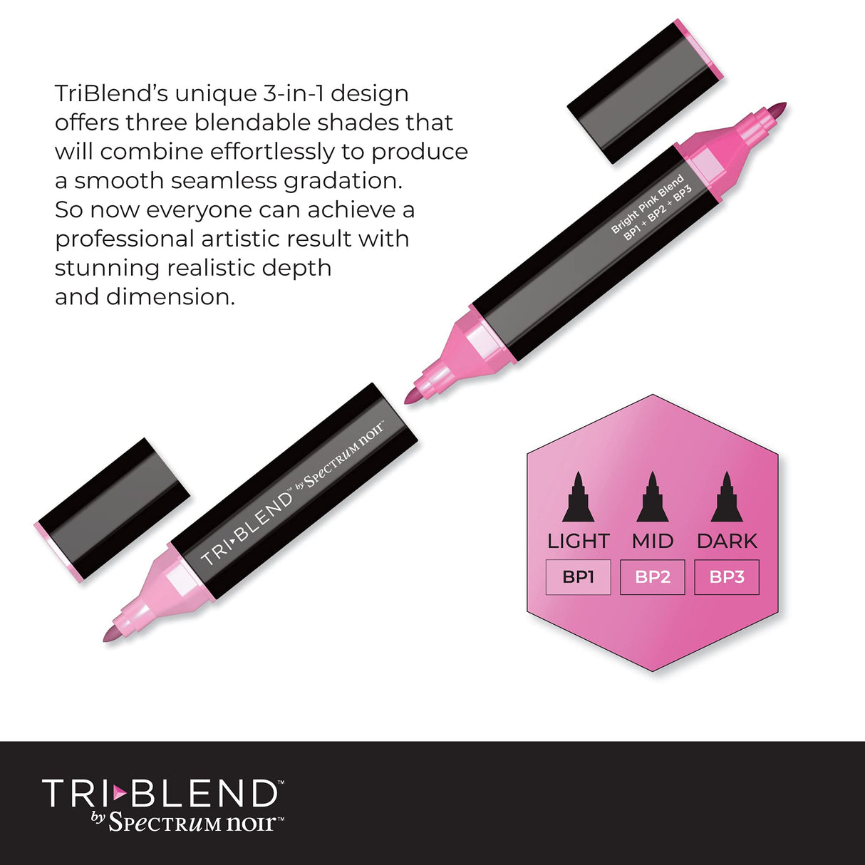 Spectrum Noir Triblend-Blendable Alcohol Marker Pens-Essential Blends-Set of 24, Multi Spectrum Noir