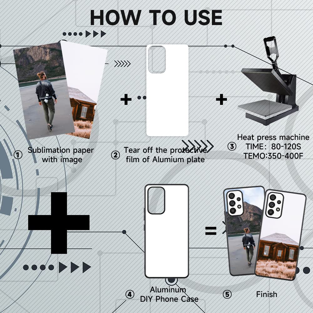 FOQENCCI 5 Piece Case for Samsung Galaxy A23 5G Sublimation Blank Case with Heat Press Blanks Printable DIY Phone Cases,Soft Anti-Slip Rubber + Hard PC Shockproof Custom Protective Cover FOQENCCI