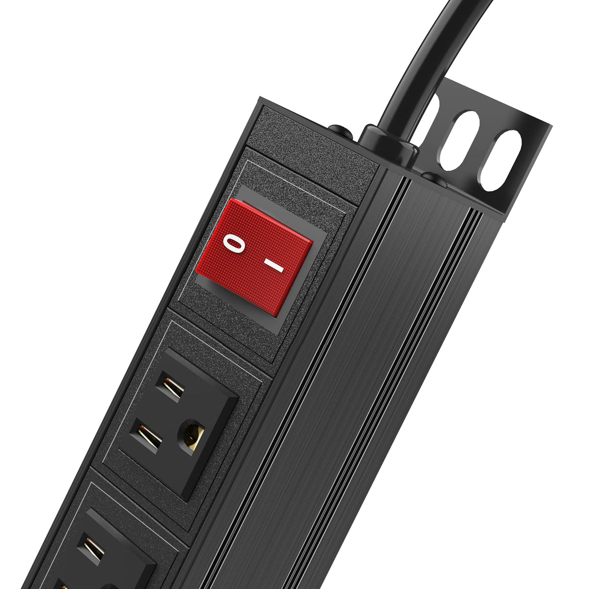BTU 6 Outlet Power Strip, Metal Mountable Power Strip Surge Protector, Heavy Duty Wall Mount Power Outlet for Commercial, Industrial, Workshop, 6FT Power Cord, 15A/125V 1875W (Black 6FT) BTU