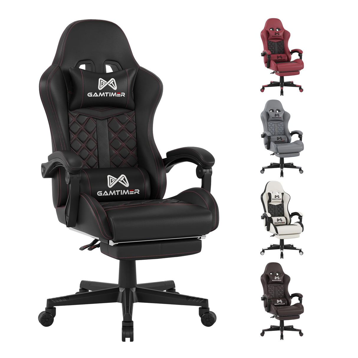Gaming Chair, Computer Office Chair with Footrest, 155° Reclining Chair, Ergonomic High Back Computer Chair with Headrest and Lumbar Support for Adults and Kids (Black) Gamtimer
