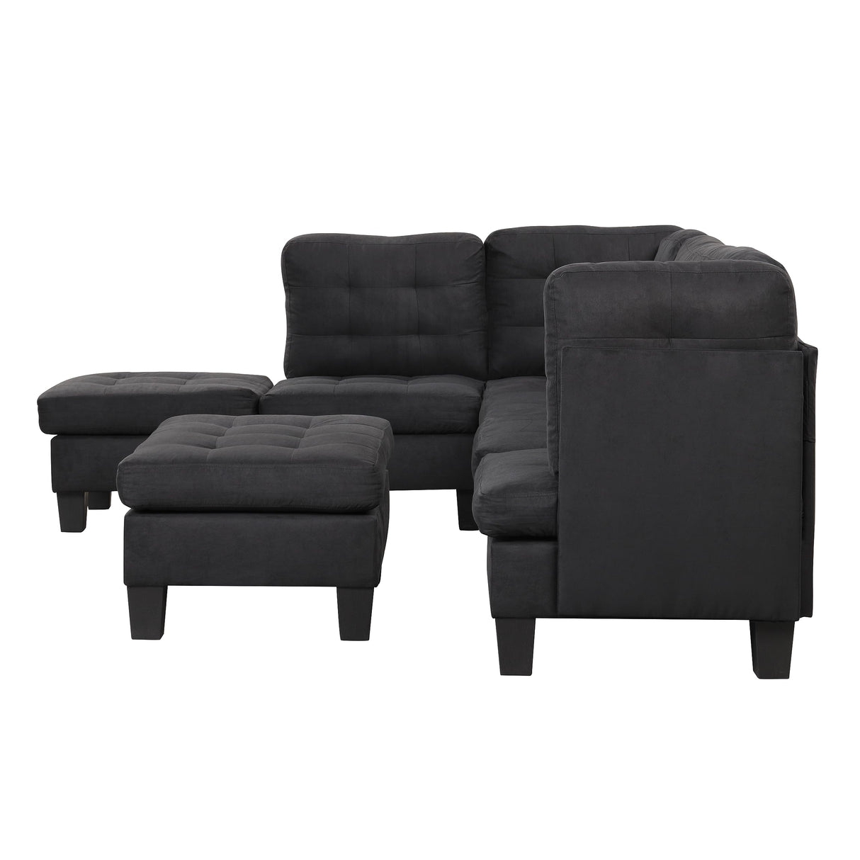 Casa Andrea Milano Modern Sectional Sofa L Shaped Couch with Reversible Chaise & Ottoman, Large Living Room Furniture, Black Casa Andrea Milano